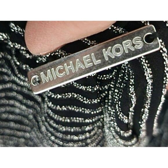 MIchael Kors Metallic Cowl Neck Silver Tunic Top Womens Size XL Black - Picture 8 of 10